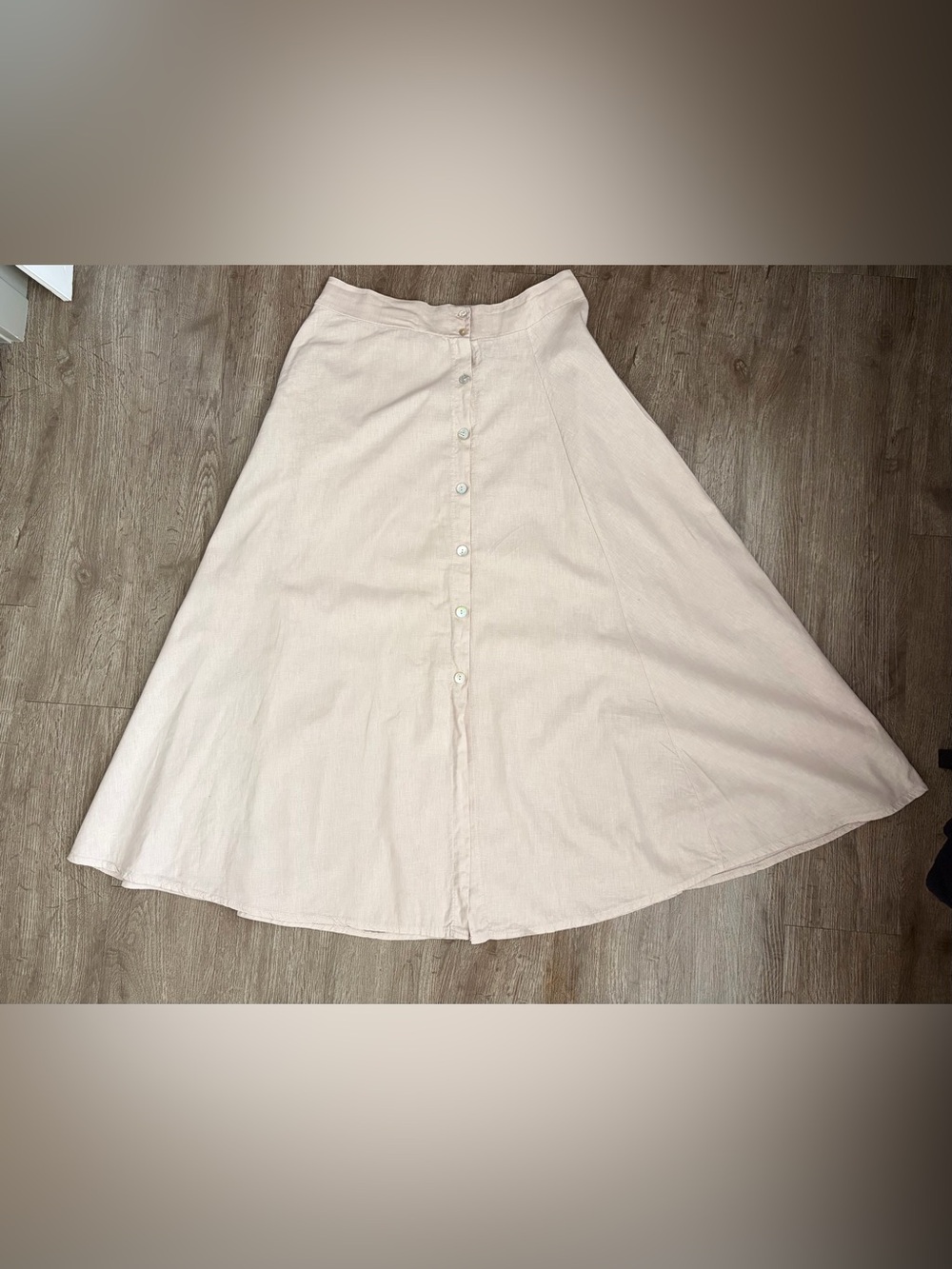 Lara G. Made in Italy Linen Cotton Button Front A-Line Midi Skirt Size L